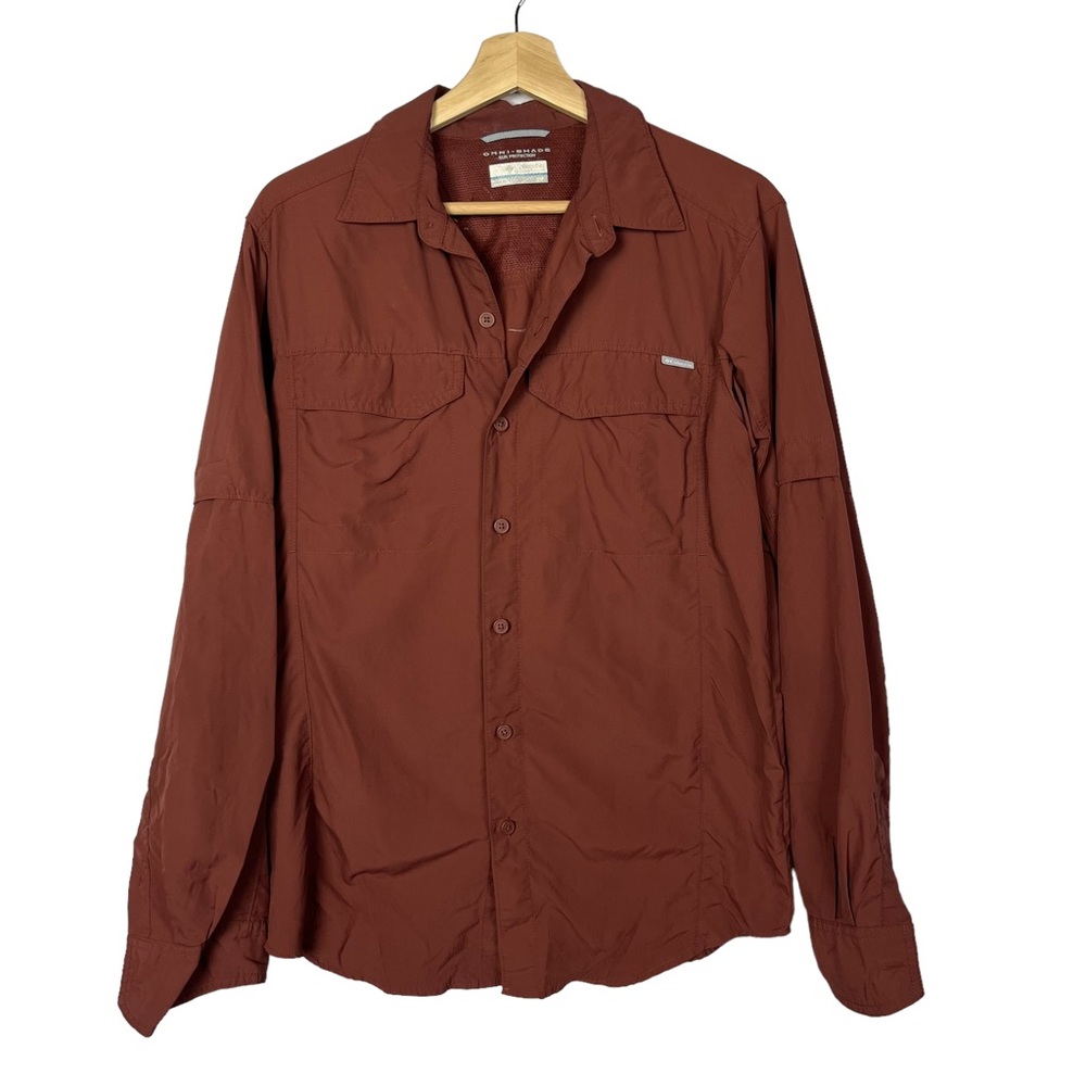 Columbia Rust Orange Omni-Shade Long Sleeve Button Down S